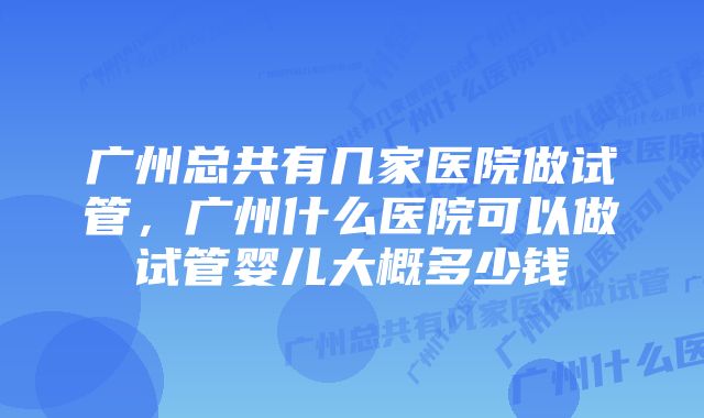 广州总共有几家医院做试管，广州什么医院可以做试管婴儿大概多少钱