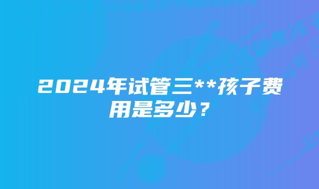 2024年试管三**孩子费用是多少？