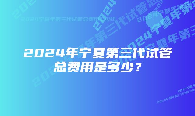 2024年宁夏第三代试管总费用是多少？