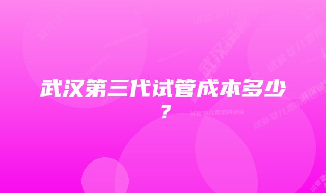 武汉第三代试管成本多少？