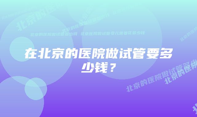 在北京的医院做试管要多少钱？