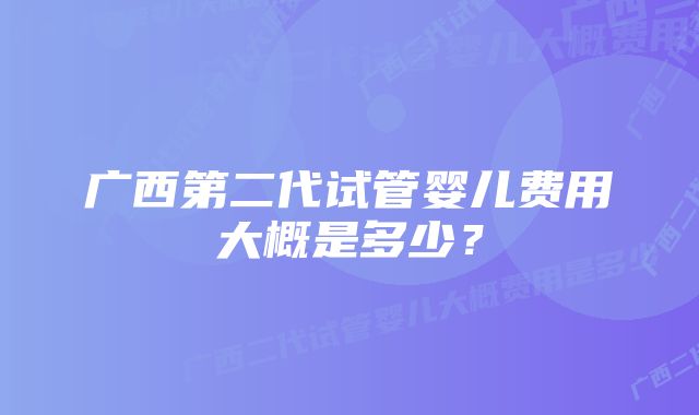 广西第二代试管婴儿费用大概是多少？