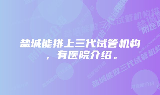 盐城能排上三代试管机构，有医院介绍。