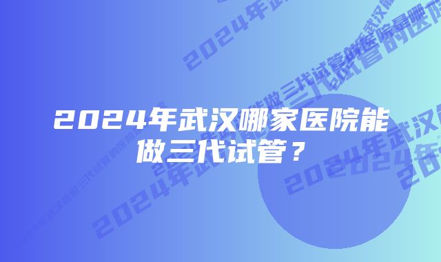 2024年武汉哪家医院能做三代试管？