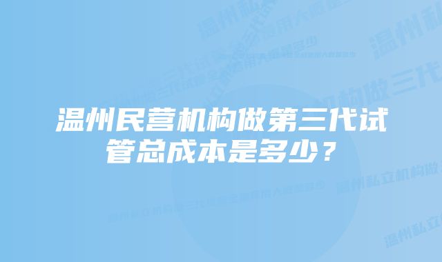 温州民营机构做第三代试管总成本是多少？