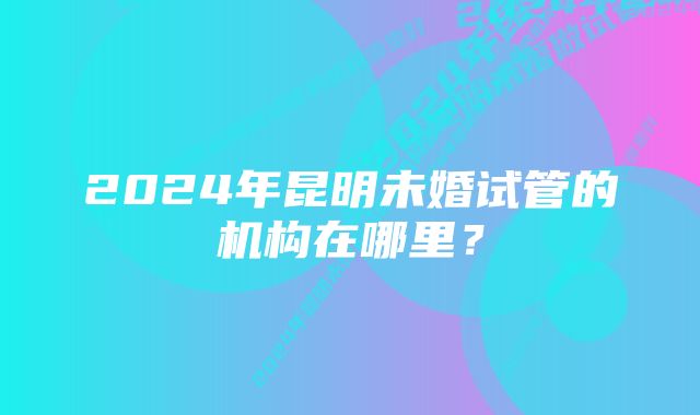 2024年昆明未婚试管的机构在哪里？