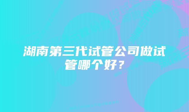 湖南第三代试管公司做试管哪个好？