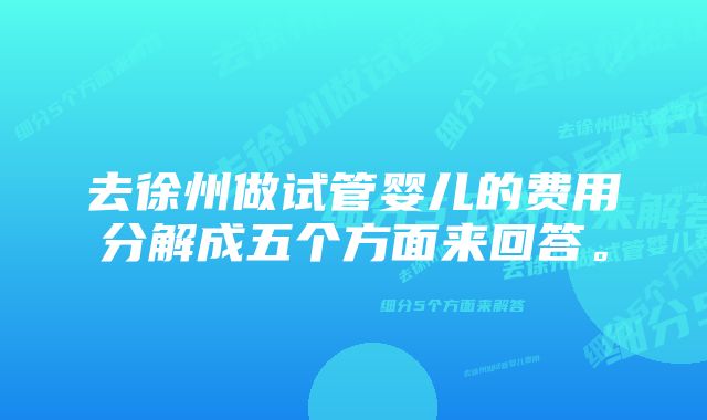 去徐州做试管婴儿的费用分解成五个方面来回答。