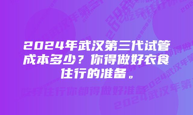 2024年武汉第三代试管成本多少？你得做好衣食住行的准备。