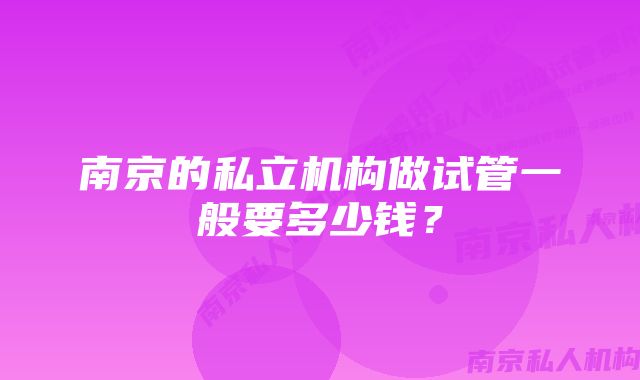 南京的私立机构做试管一般要多少钱？