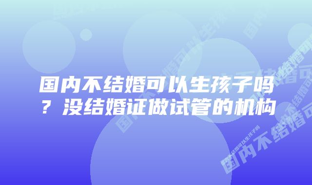 国内不结婚可以生孩子吗？没结婚证做试管的机构