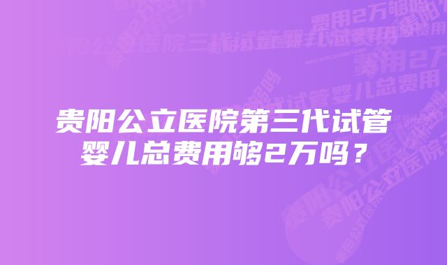 贵阳公立医院第三代试管婴儿总费用够2万吗？