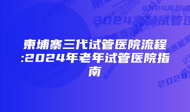 柬埔寨三代试管医院流程:2024年老年试管医院指南