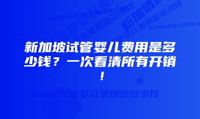 新加坡试管婴儿费用是多少钱？一次看清所有开销！