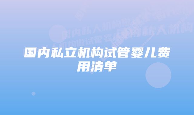 国内私立机构试管婴儿费用清单