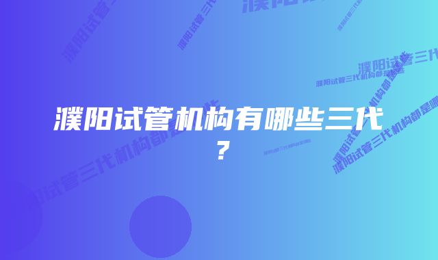 濮阳试管机构有哪些三代？