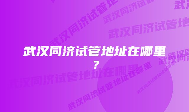 武汉同济试管地址在哪里？