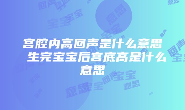 宫腔内高回声是什么意思 生完宝宝后宫底高是什么意思