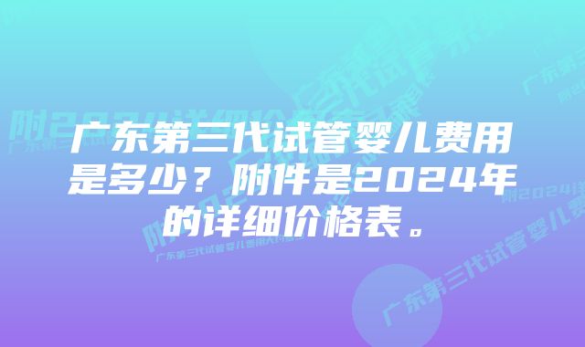 广东第三代试管婴儿费用是多少？附件是2024年的详细价格表。