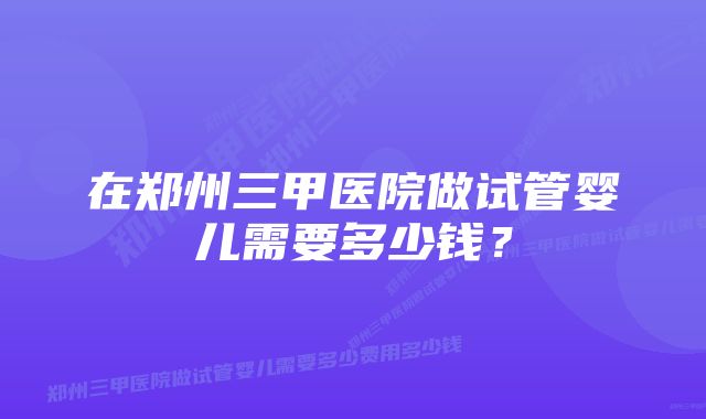 在郑州三甲医院做试管婴儿需要多少钱？