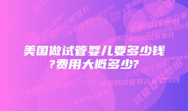 美国做试管婴儿要多少钱?费用大概多少?