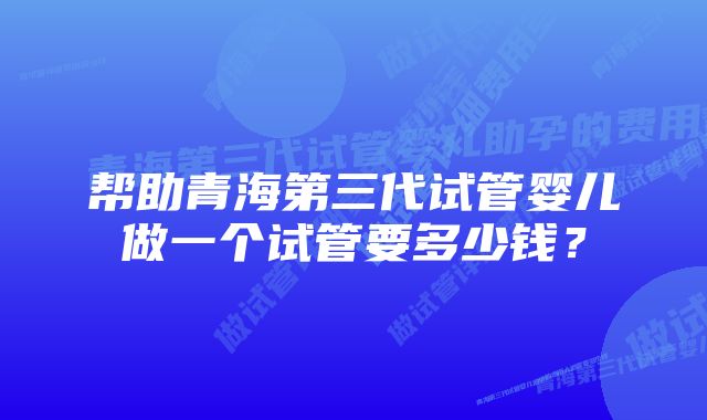 帮助青海第三代试管婴儿做一个试管要多少钱？