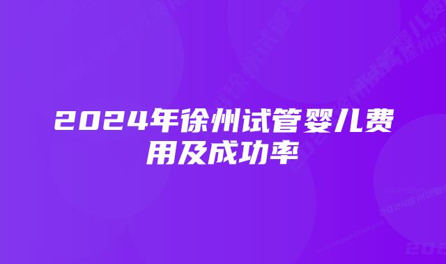 2024年徐州试管婴儿费用及成功率