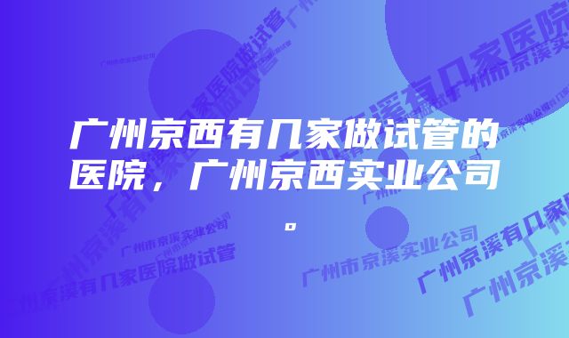 广州京西有几家做试管的医院，广州京西实业公司。