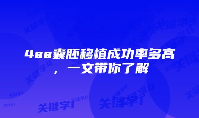 4aa囊胚移植成功率多高，一文带你了解