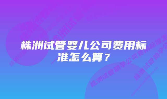 株洲试管婴儿公司费用标准怎么算？