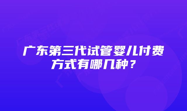 广东第三代试管婴儿付费方式有哪几种？