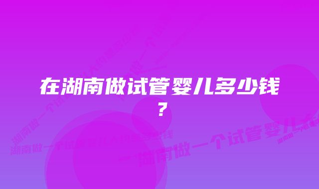 在湖南做试管婴儿多少钱？