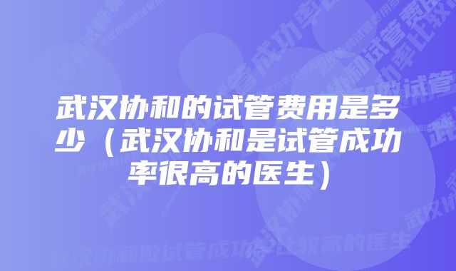 武汉协和的试管费用是多少（武汉协和是试管成功率很高的医生）