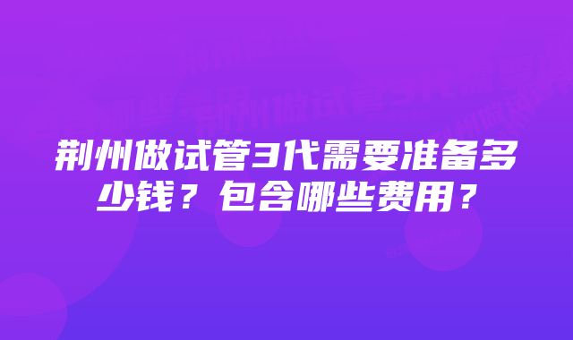 荆州做试管3代需要准备多少钱？包含哪些费用？