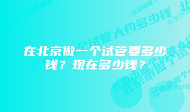 在北京做一个试管要多少钱？现在多少钱？