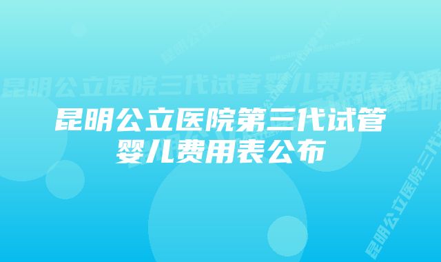 昆明公立医院第三代试管婴儿费用表公布