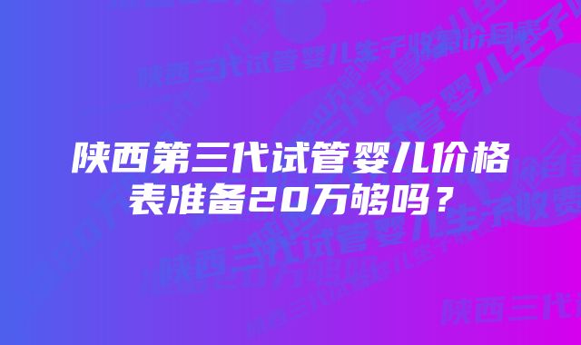 陕西第三代试管婴儿价格表准备20万够吗？