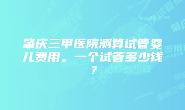 肇庆三甲医院测算试管婴儿费用。一个试管多少钱？