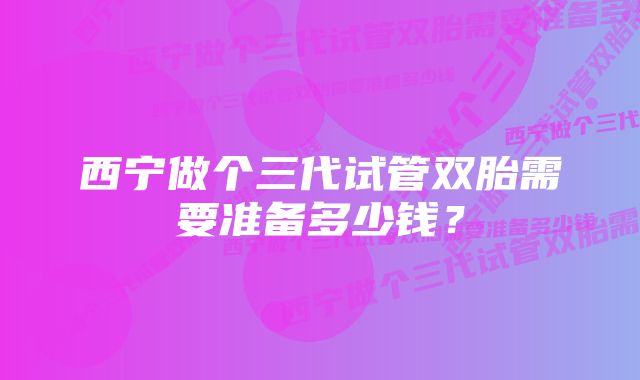 西宁做个三代试管双胎需要准备多少钱？