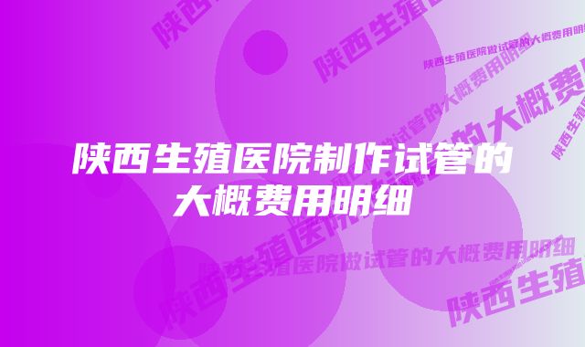 陕西生殖医院制作试管的大概费用明细