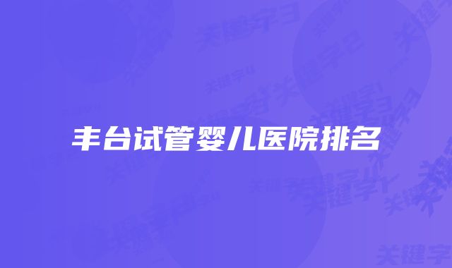 丰台试管婴儿医院排名