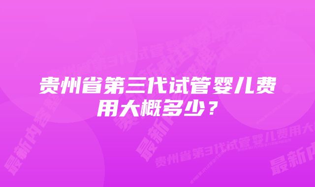 贵州省第三代试管婴儿费用大概多少？