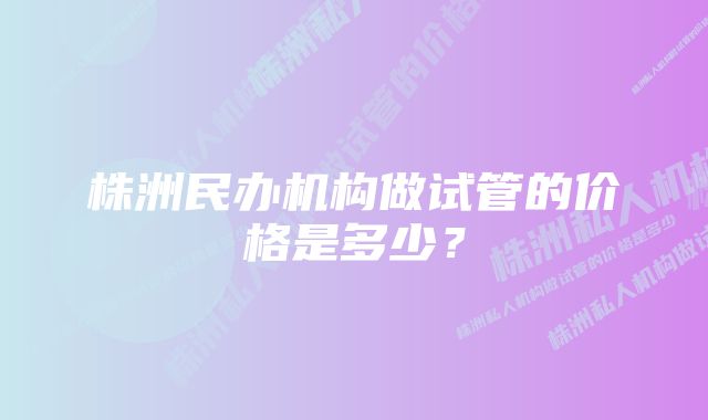 株洲民办机构做试管的价格是多少？