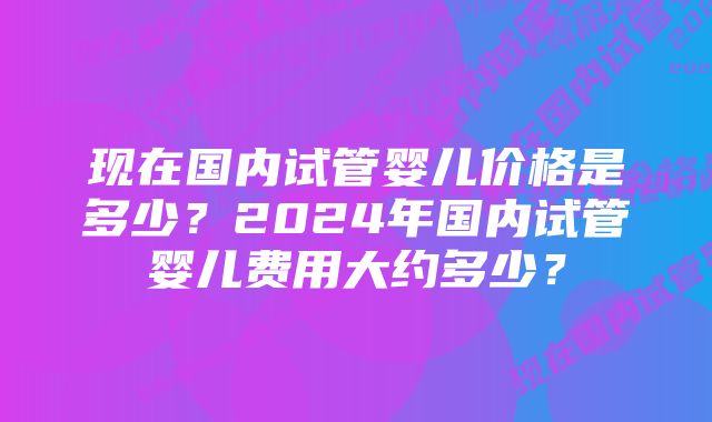 现在国内试管婴儿价格是多少？2024年国内试管婴儿费用大约多少？