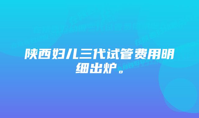 陕西妇儿三代试管费用明细出炉。