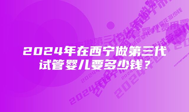 2024年在西宁做第三代试管婴儿要多少钱？