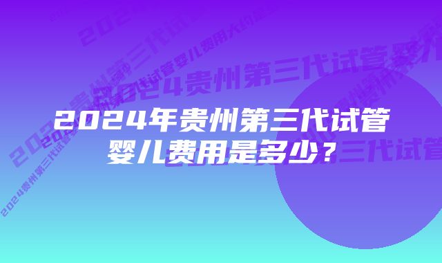 2024年贵州第三代试管婴儿费用是多少？