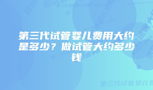 第三代试管婴儿费用大约是多少？做试管大约多少钱