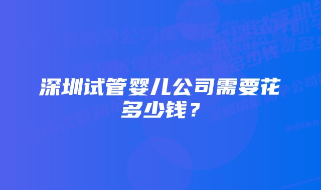 深圳试管婴儿公司需要花多少钱？