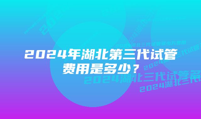 2024年湖北第三代试管费用是多少？